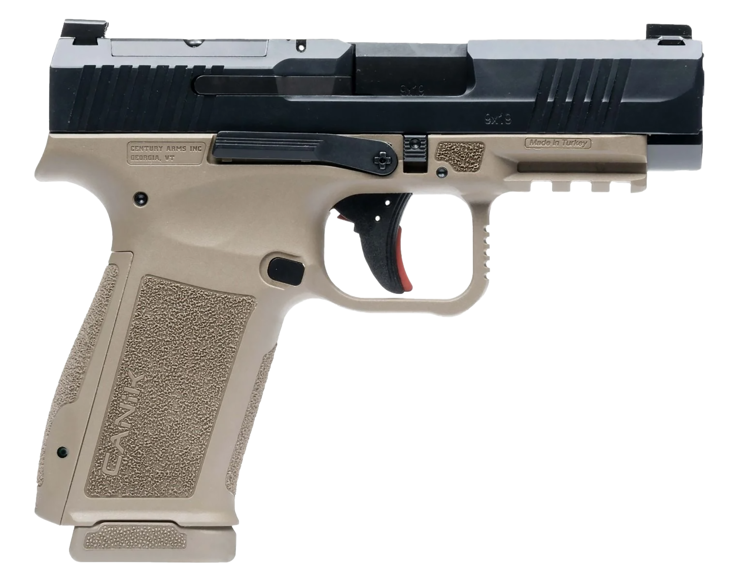 Canik HG7883BDN Mete MC9LS Sub-Compact Frame 9mm Luger 17+1 3.64" Black Steel Barrel, Black Nitride Serrated Steel Slide, Flat Dark Earth Polymer Frame w/Picatinny Rail, Interchangeable Backstrap Grip