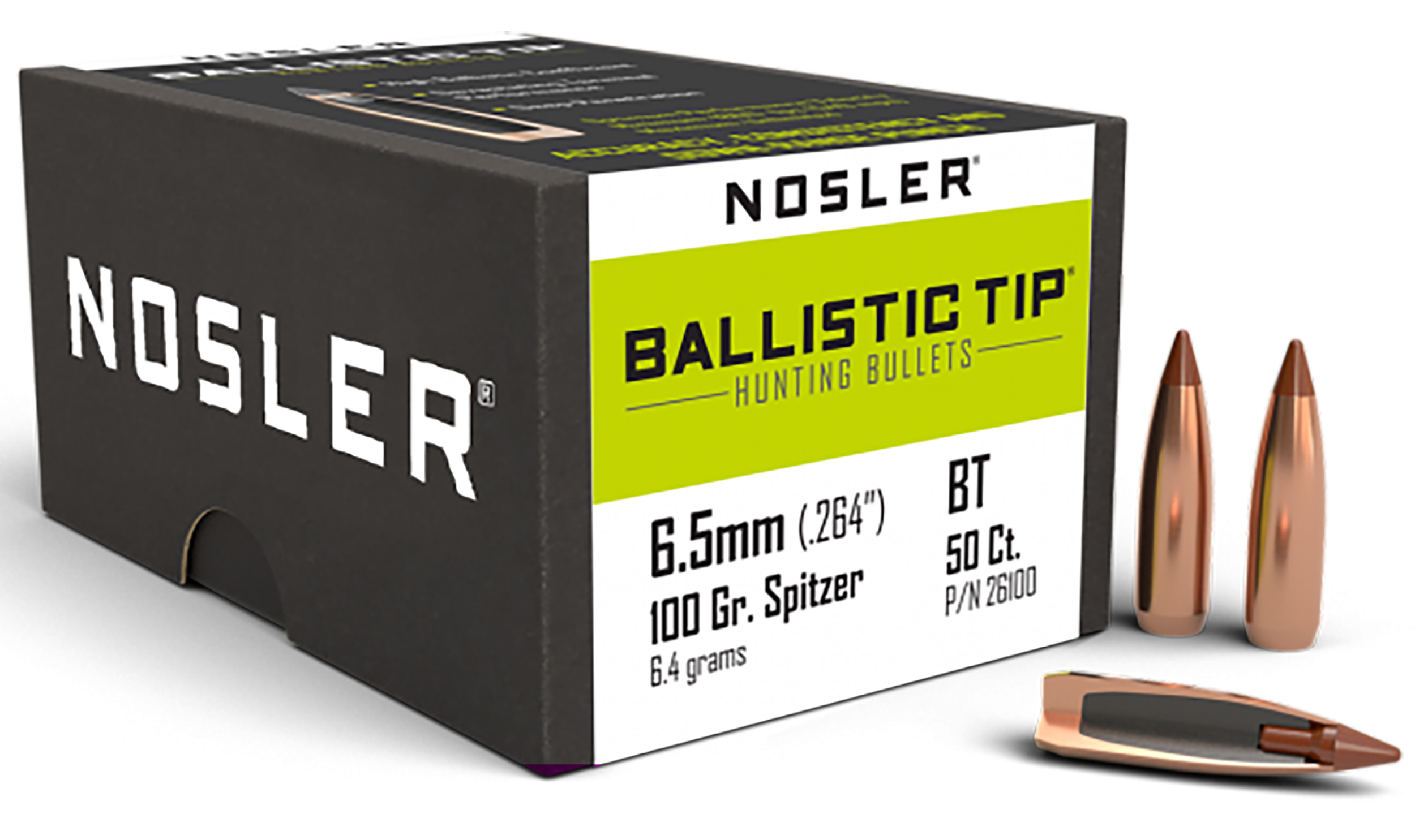 Nosler 26100 Ballistic Tip 6.5Creedmoor 100gr Spitzer 50/Box