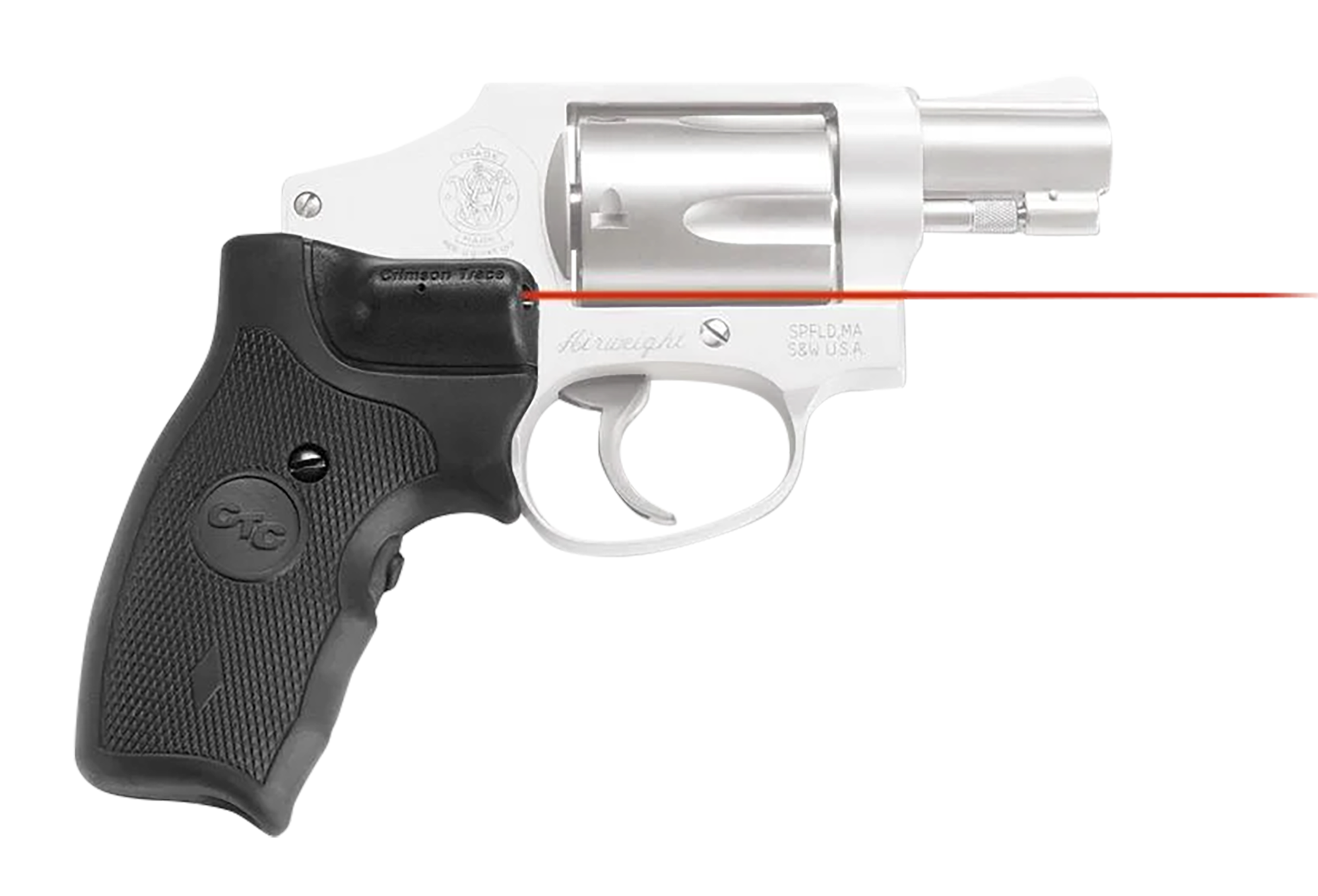 Crimson Trace 011150 Lasergrips  Fits S&W J-Frame Round Butt, Red Laser 633nM Wavelength 5mW Output, Black Polymer Extended