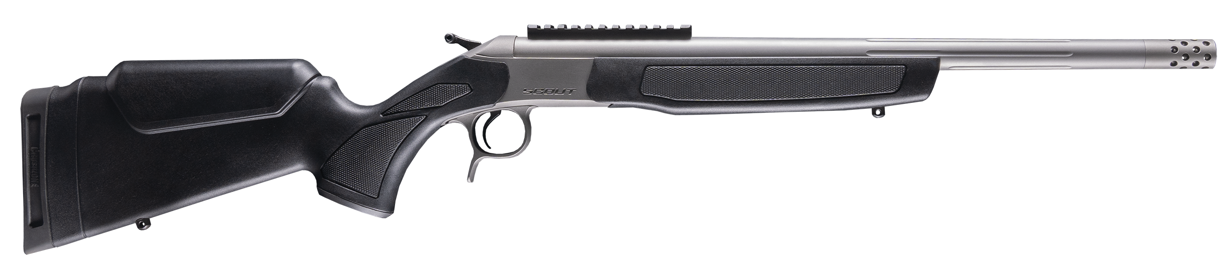 CVA CR4444S Scout Takedown 44 Mag 1rd 20" Stainless Fluted Threaded Barrel, Stainless Steel Receiver w/Picatinny Rail, Adj Comb & LOP Black Synthetic Stock