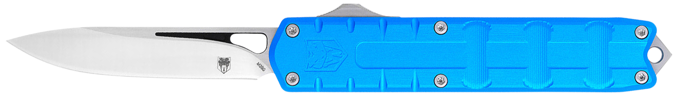 CobraTec Knives CTEBLUM390DNS Enforcer 3.25" OTF Drop Point Plain M390 Steel Blade/Blue Aluminum Handle