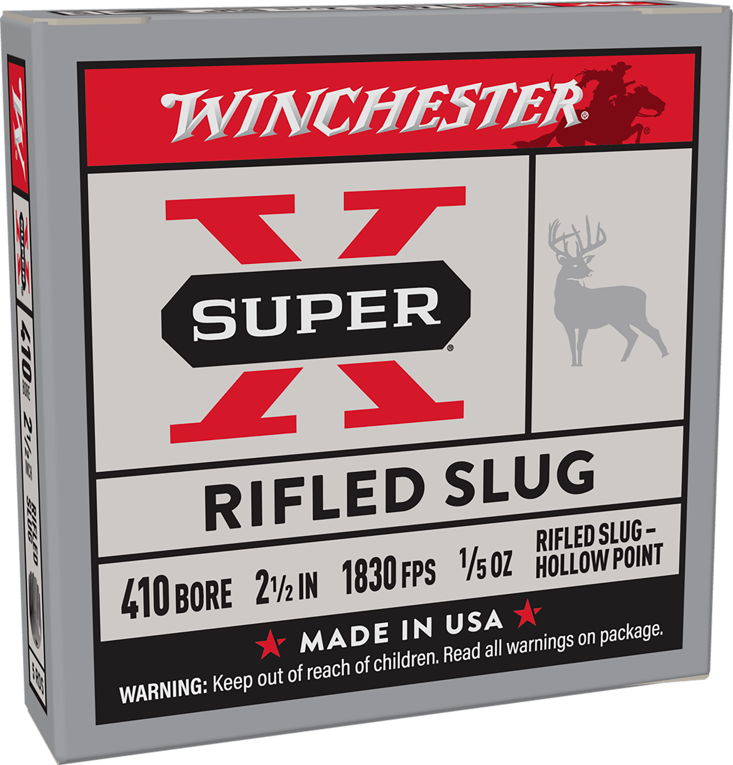 Winchester Ammo X41RS5 Super X  410Gauge 2.50" 1/5oz Rifled Slug Shot 5 Per Box/50 Case