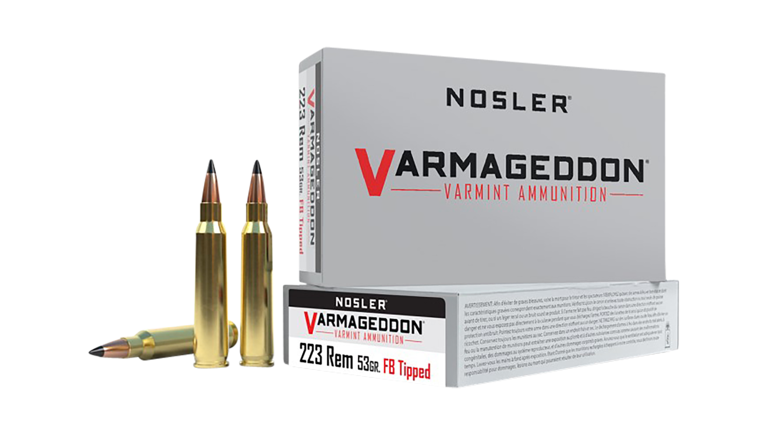Nosler 65139 Varmageddon  223Rem 53gr Flat Base Tipped 20 Per Box/20 Case