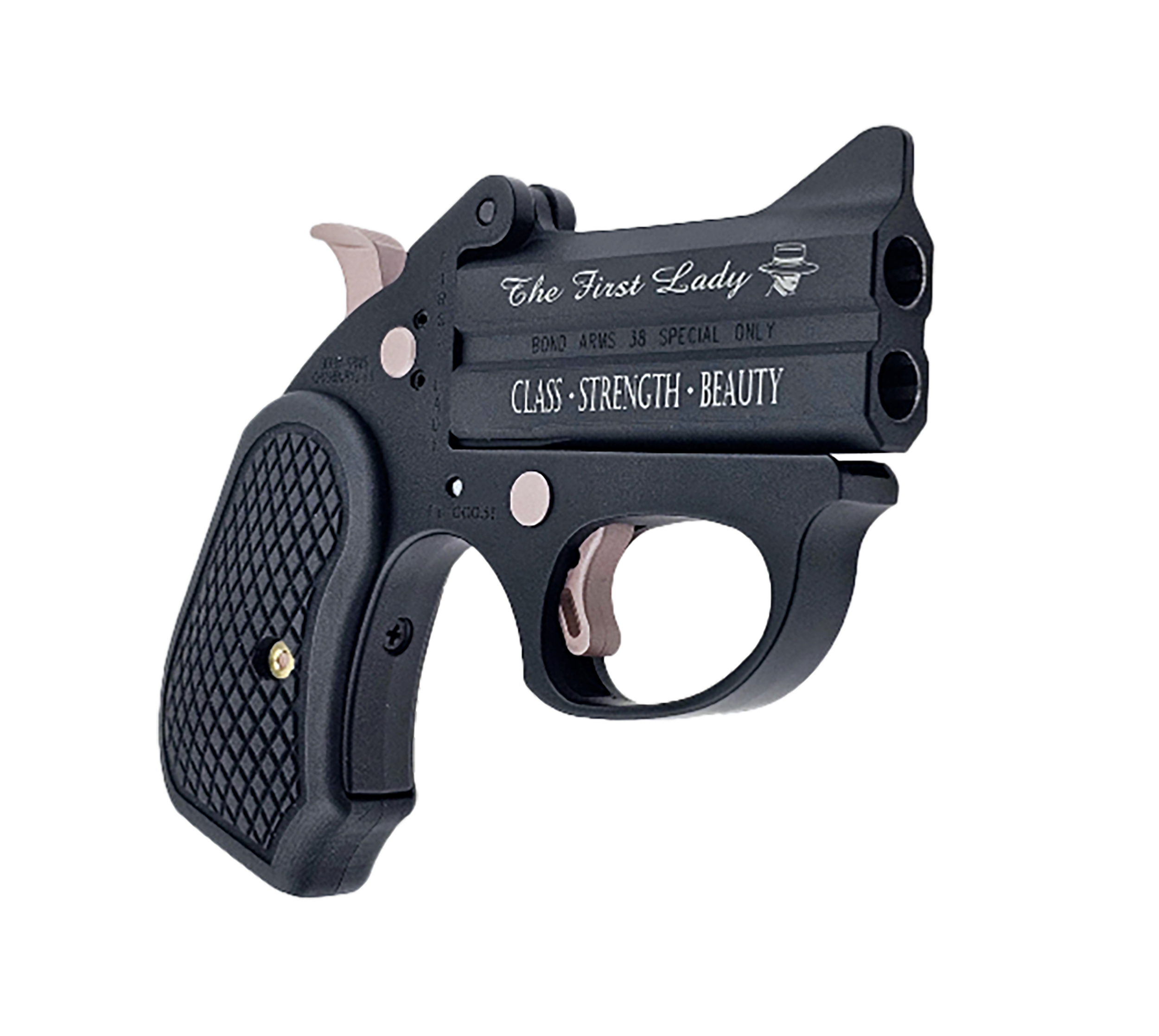 Bond Arms BAFL-BP-38SPL The First Lady Stinger RS 38 Special 2 Shot 3" Black Double Barrel Black Cerakote w/"The First Lady", "Class, Strength, Beauty" Stainless Steel Frame Black Extended B6 Resin Gr