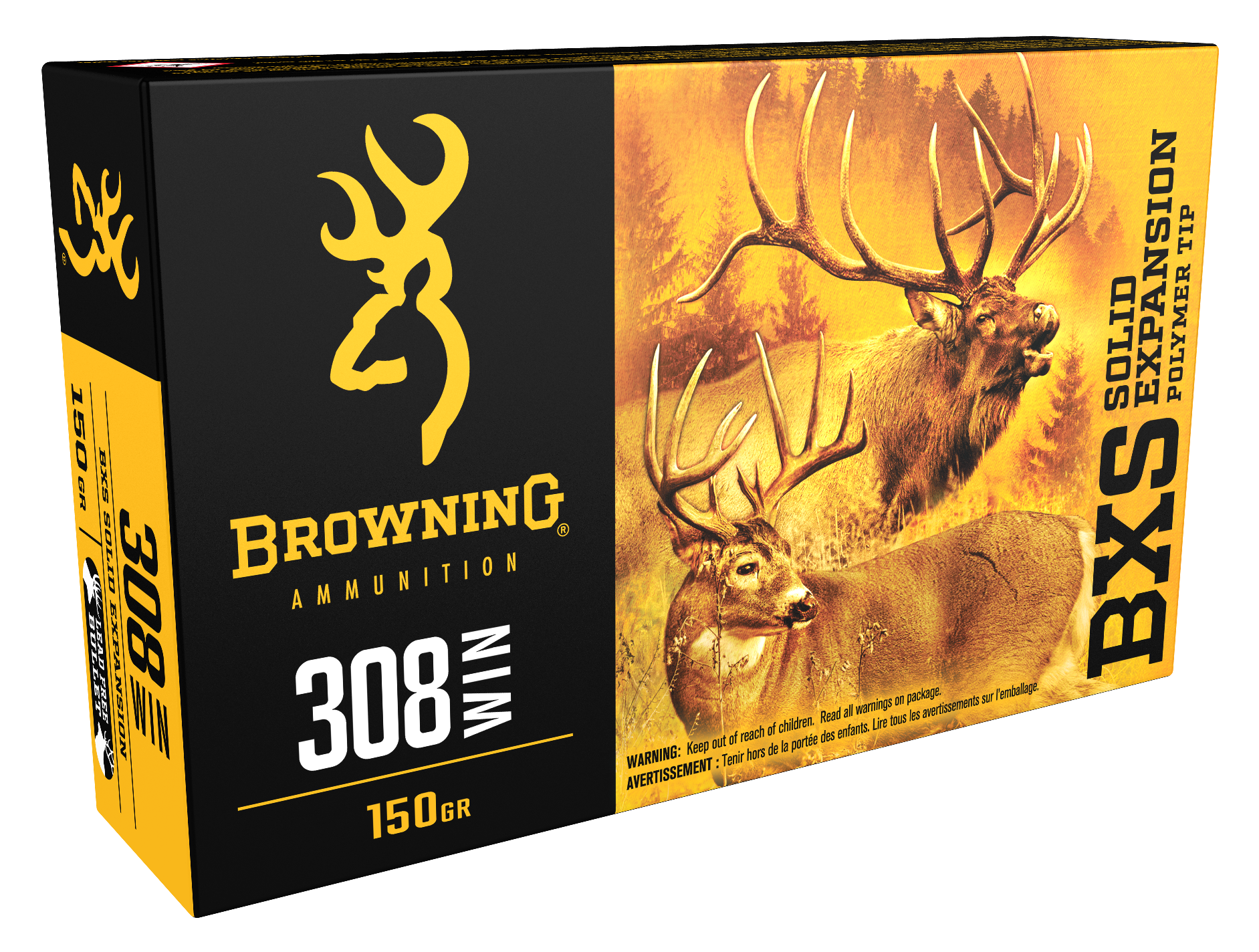 Browning Ammo B192403081 BXS Copper Expansion 308Win 150gr Lead Free Solid Expansion Polymer Tip 20 Per Box/10 Case