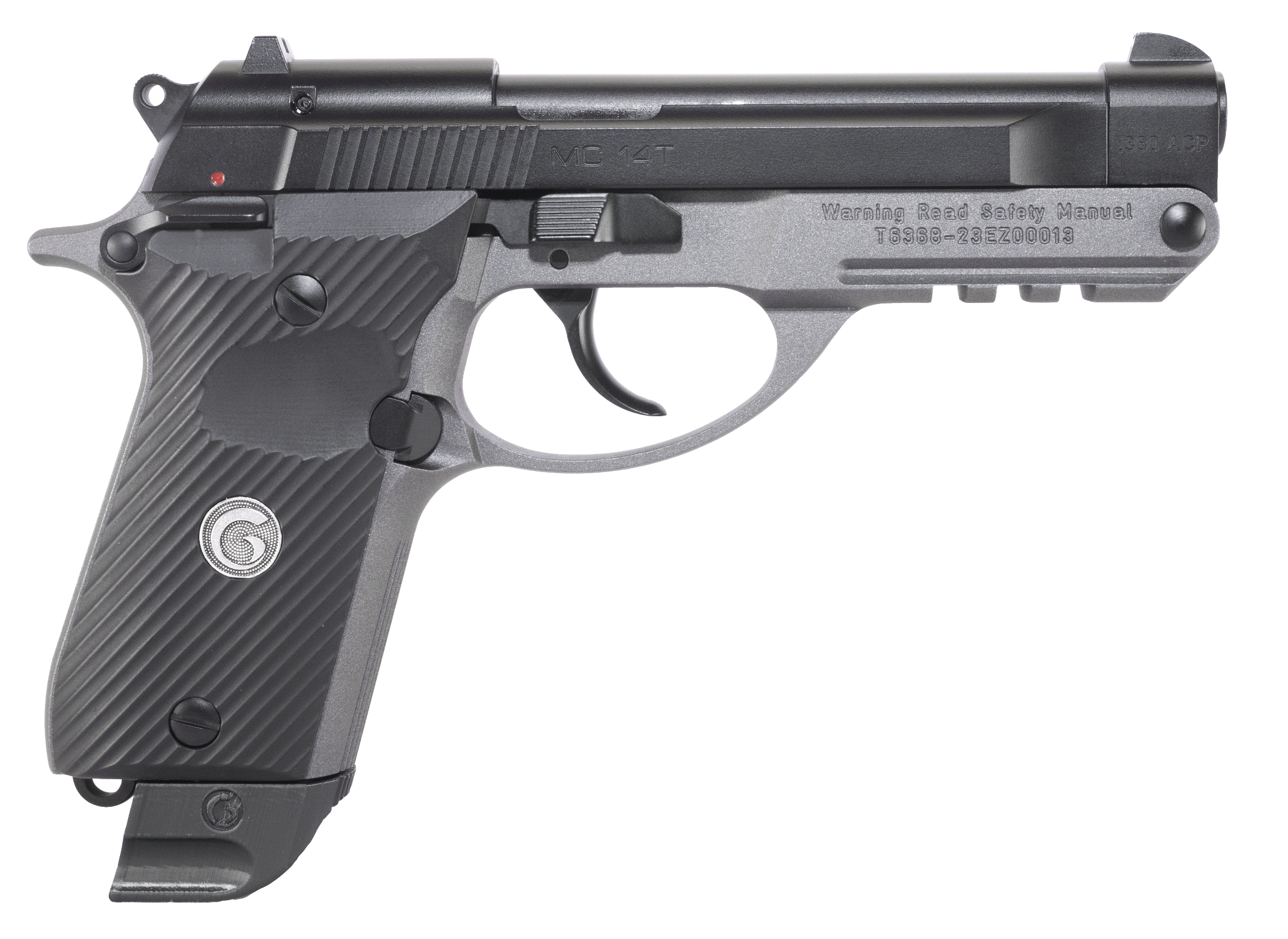 EAA GIRSAN 390855 MC 14T Solution Compact Frame 380 ACP 13+1, 4.50" Black Steel Tip-Up Barrel & Serrated Steel Slide, Matte Stainless Aluminum Frame w/Picatinny Rail, Black Polymer Grip, Ambidextrous