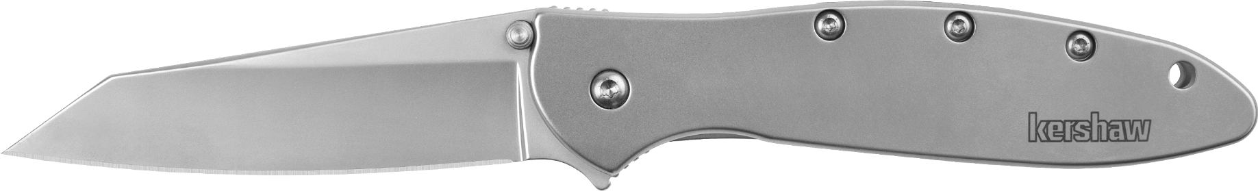 Kershaw 1660R Leek Random EDC 3" Folding Reverse Tanto Plain Bead Blasted 14C28N Steel Blade, Silver Stainless Steel Handle