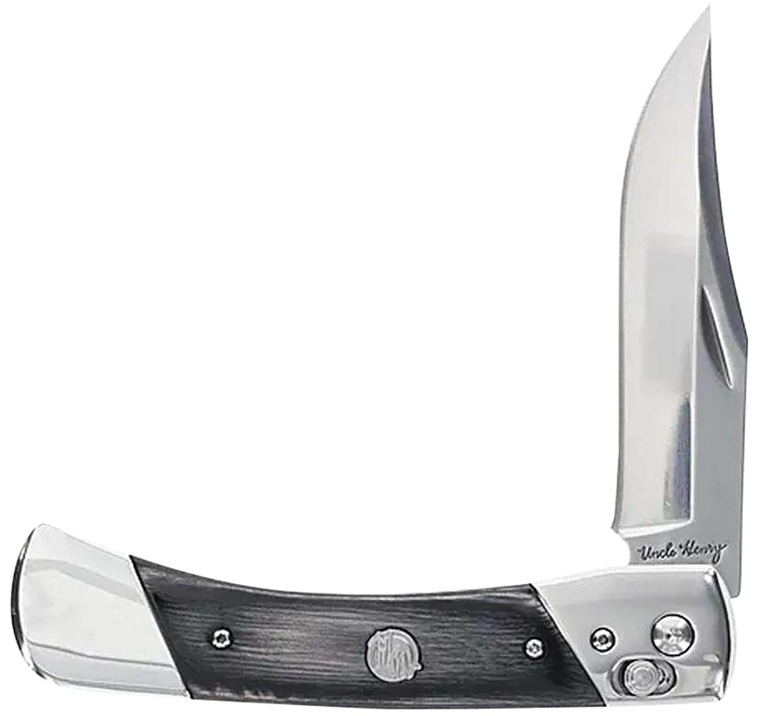 Uncle Henry 1222013 Bear Paw  3.80" Folding Plain 7Cr17MoV SS Blade, Black/SS Wood Laminate Handle