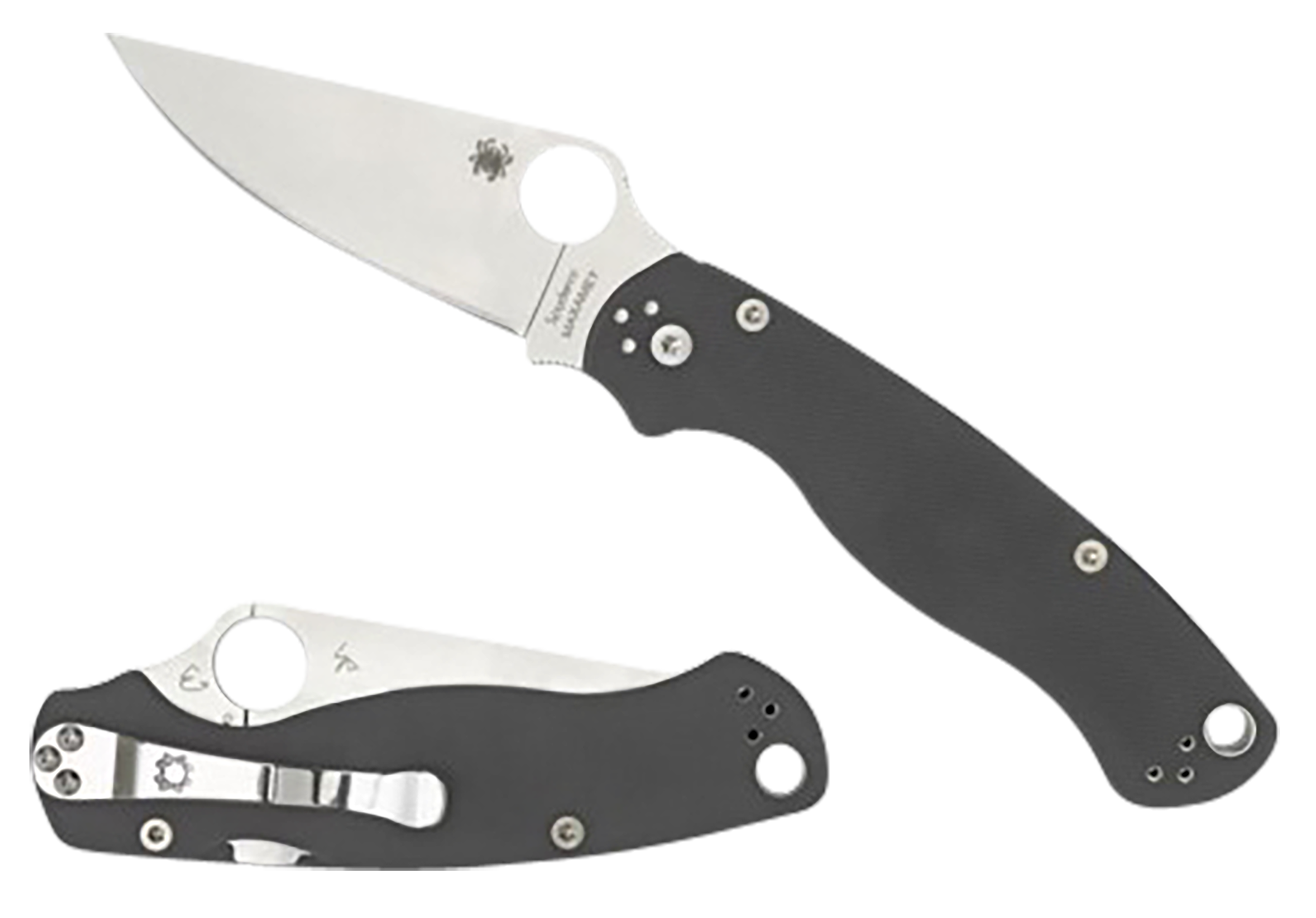Spyderco C81GPDGY2 Para Military 2 3.47" Folding Plain Satin Maxamet Steel Blade/Dark Gray Textured G10 Handle Includes Pocket Clip