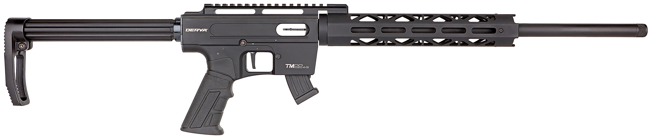 Derya Firearms TM22.METAL.20 TM22 Metal 22 LR 10+1 20" Black Threaded Barrel, Black Anodized Aluminum Receiver w/Picatinny Rail Receiver, Black Fixed Aluminum Stock, Black Polymer Grip