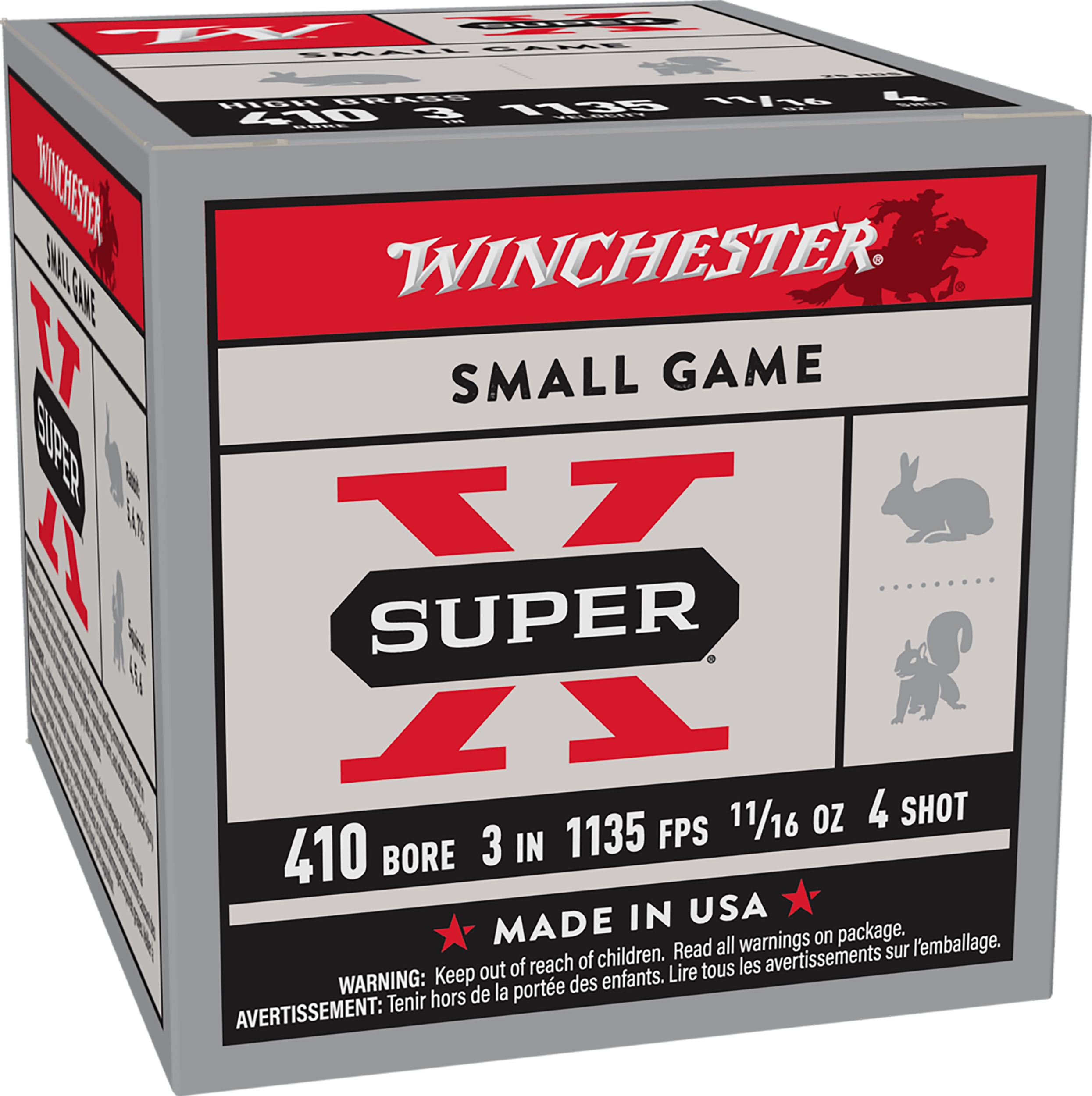 Winchester Ammo X4134 Super X Heavy Game Load High Brass 410Gauge 3" 11/16oz 4Shot 25 Per Box/10 Case