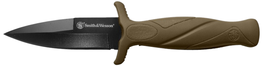 Smith & Wesson Knives 1100073 H.R.T. Flase Edge 2.75" Fixed Plain Black Oxide Stainless Steel Blade Flat Dark Earth Rubber Handle Includes Sheath