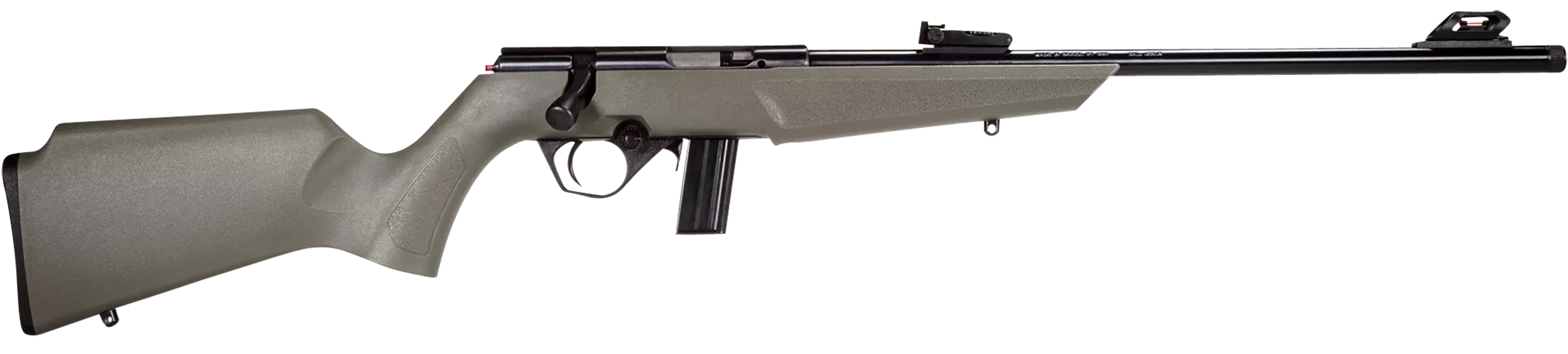 Rossi  RB22  Compact 22 LR 10+1, 16" Matte Black Button Rifled Free Floating Steel Barrel, Matte Black Stainless Steel Receiver, OD Green Monte Carlo Stock, Right Hand