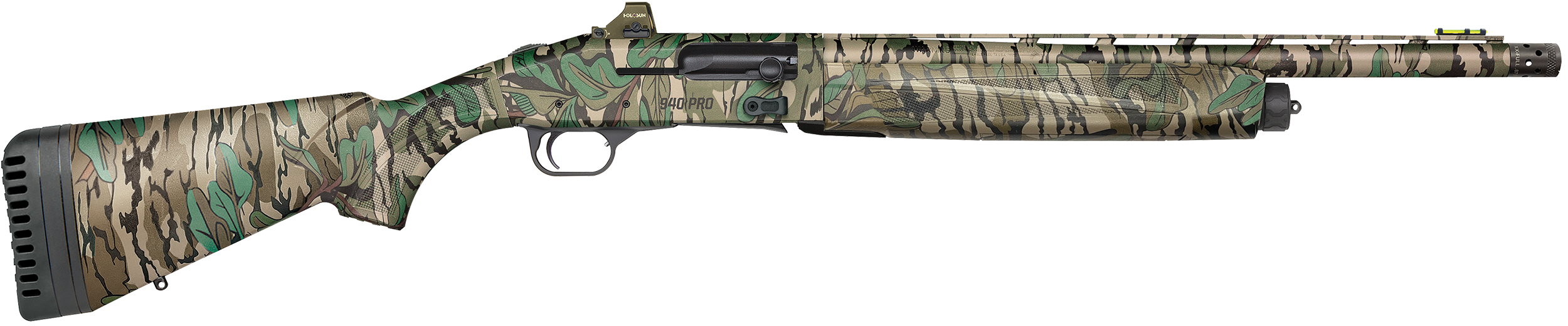 Mossberg 85169 940 Pro Turkey 12 Gauge 4+1 3" 18.50", Mossy Oak Greenleaf, Optic Cut Rec, Self-Draining Synthetic Stock with Adj. Shims, HiViz CompSight Fiber Optic Sight, Includes Holosun Red Dot