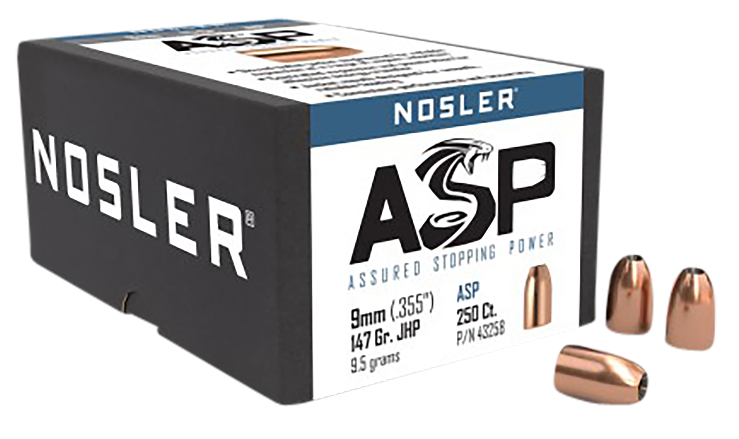 Nosler 43258 Assured Stopping Power  9mm 147gr Jacketed Hollow Point 250/Box