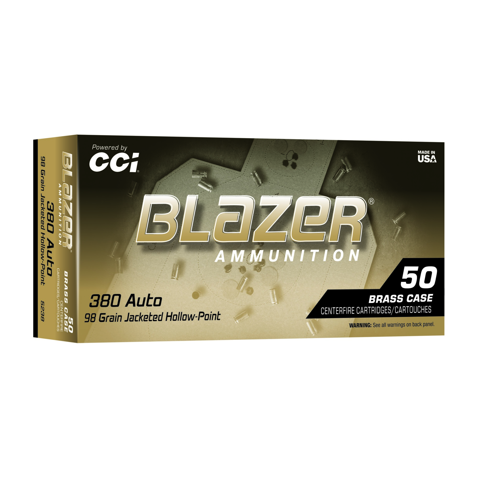 CCI Blazer Brass 380 ACP 98gr JHP 50rd Box