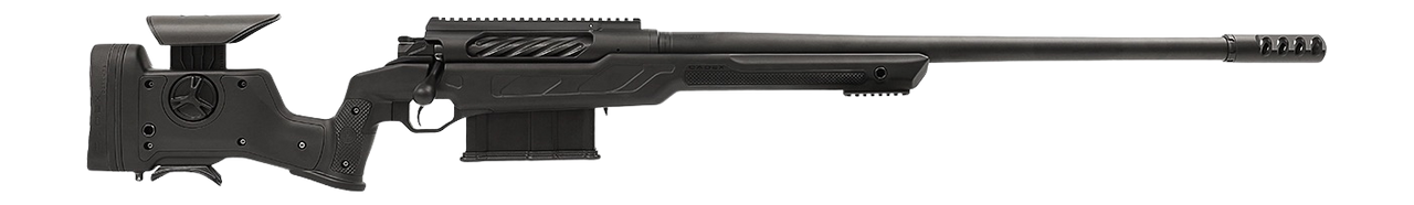 Cadex Inc CDXBMGQUA5029HI20I1J5N BMG Quake  50 BMG 3+1 29" Black DLC Match Grade Threaded Barrel, Black Cerakote Receiver w/Picatinny Rail, Adj Cheek Piece & LOP Black Polymer Stock