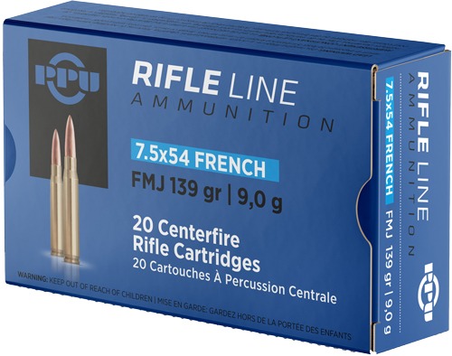 PPU 7.5X54 FRENCH MAUSER 139GR FMJ 20RD 10BX/CS