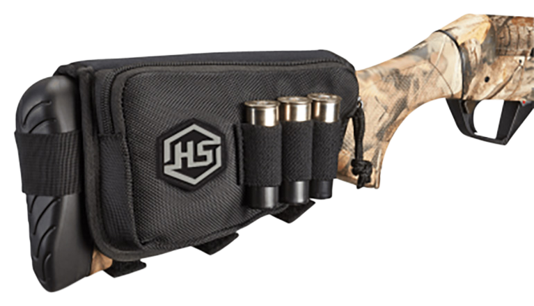 Hunters Specialties 01621 Buttstock Shell Holder  W/Pouch Holds 3 Rounds Black Polyester