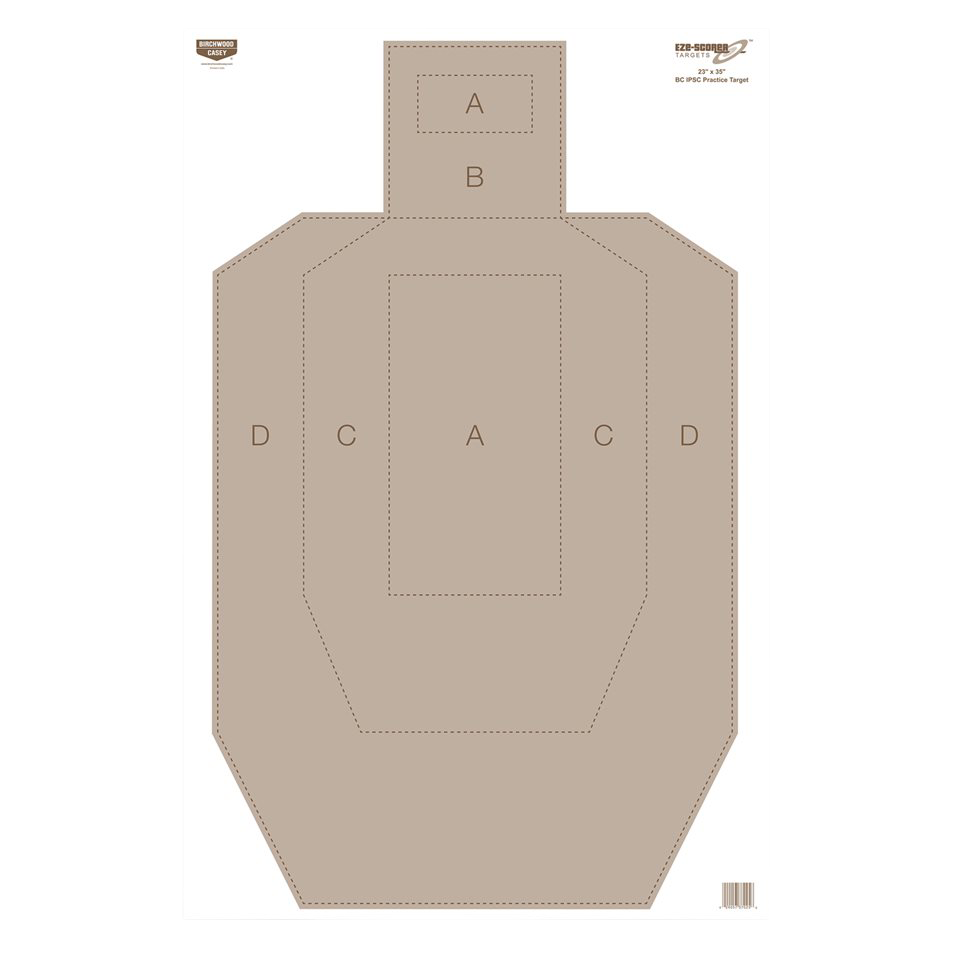 Birchwood Casey 37029 EZE-Scorer IPSC Silhouette Paper Hanging Universal 23" x 35" Tan 5 Pack