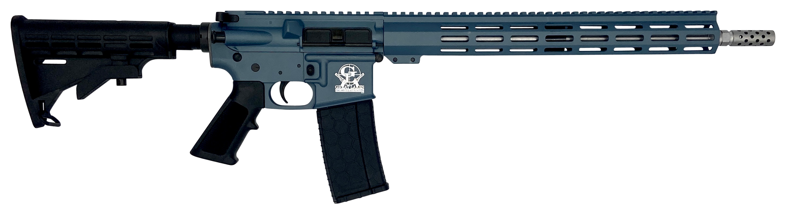 Great Lakes Firearms GL15223SSBLU AR-15  223 Wylde 30+1 16" Stainless Barrel, Blue Titanium Cerakote Receiver, Full Picatinny Rail,  Black Collapsible Stock, Polymer Grip