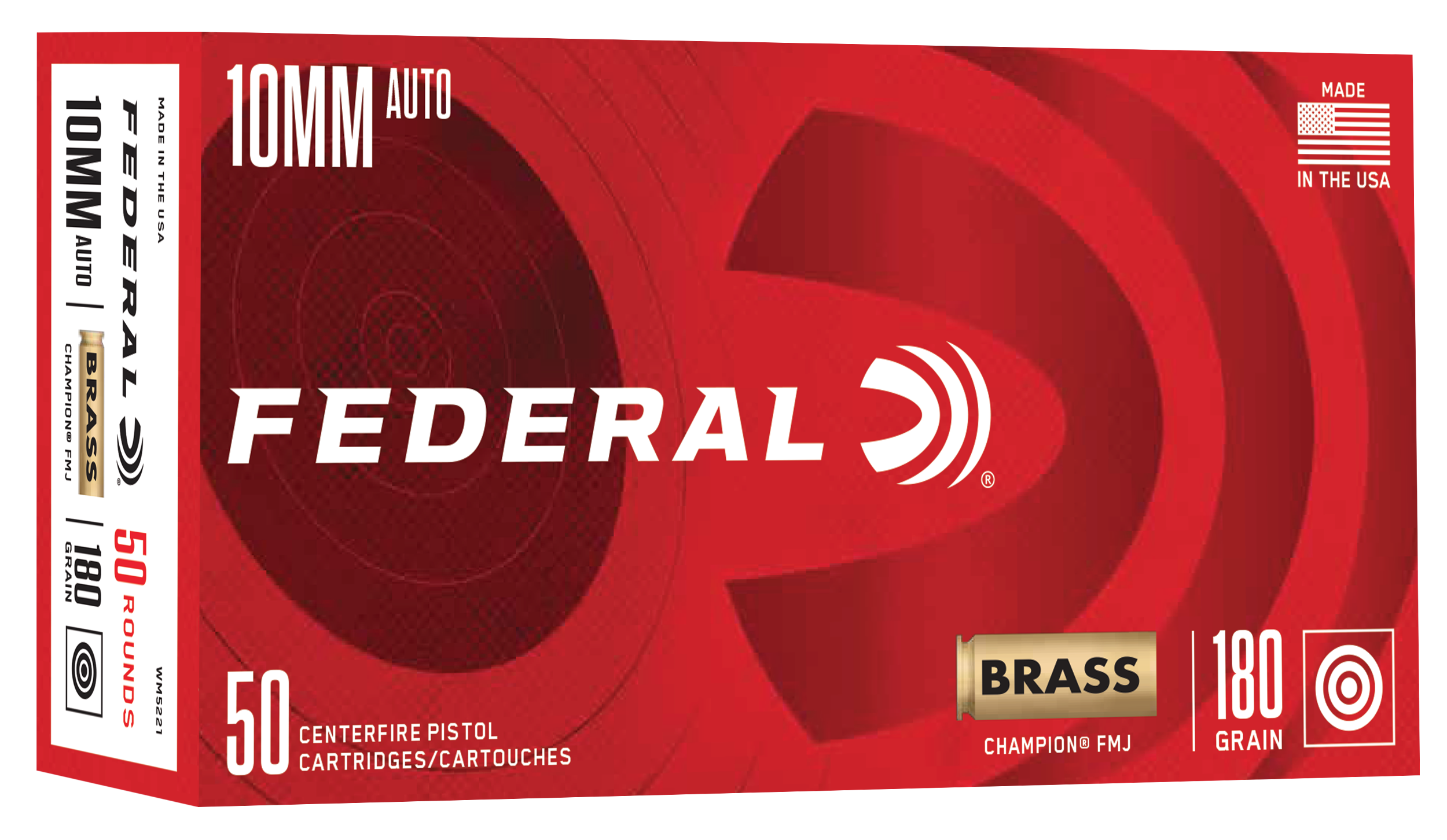 Federal WM5221 Champion Training 10mmAuto 180gr Full Metal Jacket 50 Per Box/20 Case