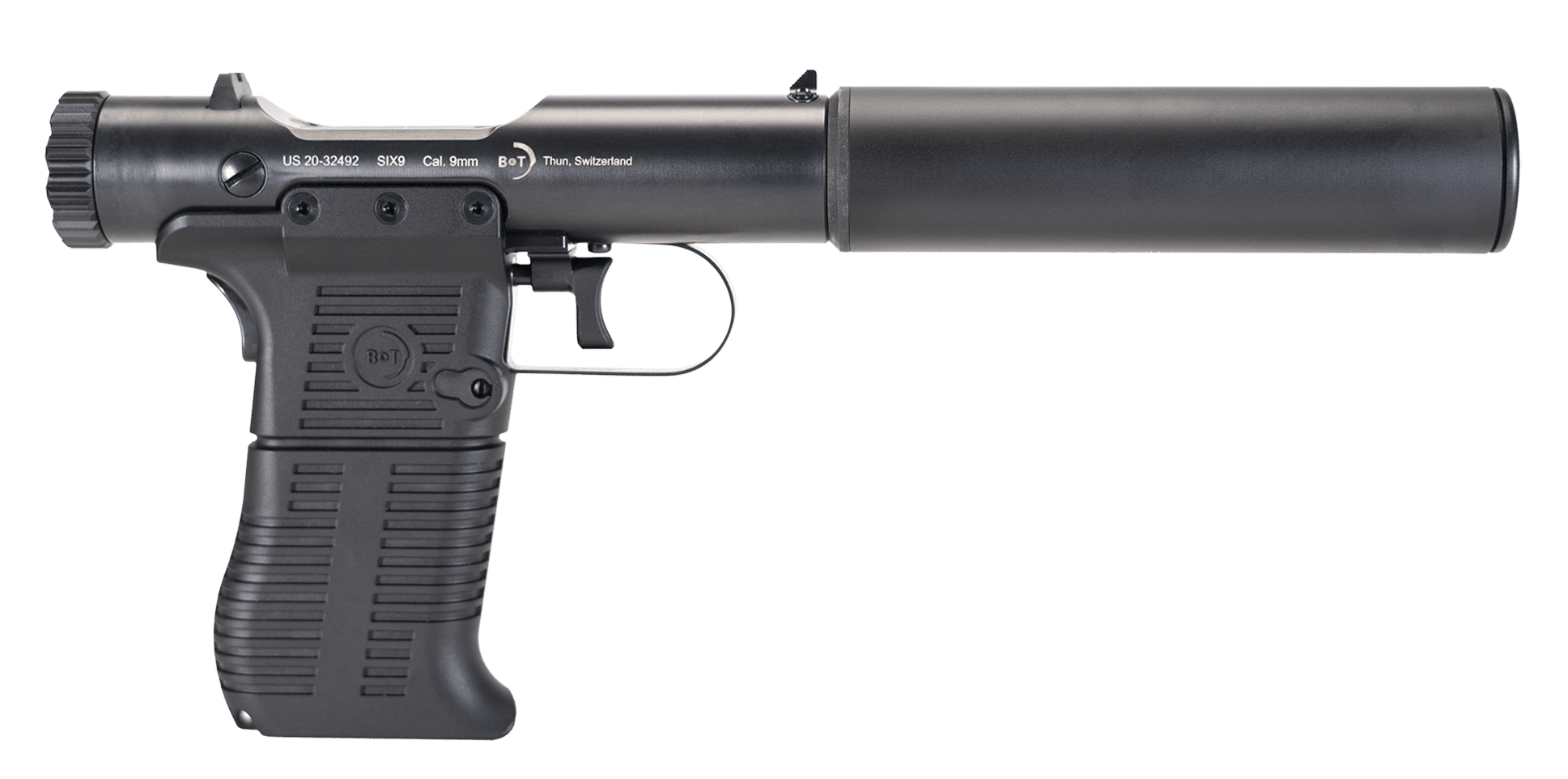 B&T Firearms 410111 Station Six  9mm Luger 9+1 3.50" Barrel/5.10" Suppressor, Black Hard Coat Anodized, Black Pre-Scored Grips