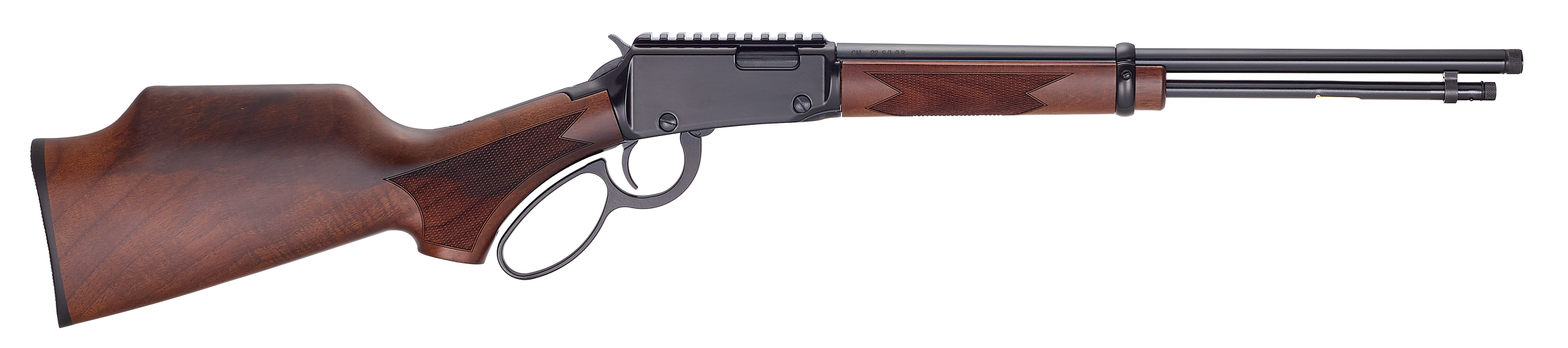 Henry H001PGHR22 Sporter Carbine 22 S/L/LR 13/14/18+1 16.50" Blued Threaded Barrel, Black Aluminum Receiver w/Picatinny Rail, American Walnut Fixed w/Pistol Grip Stock