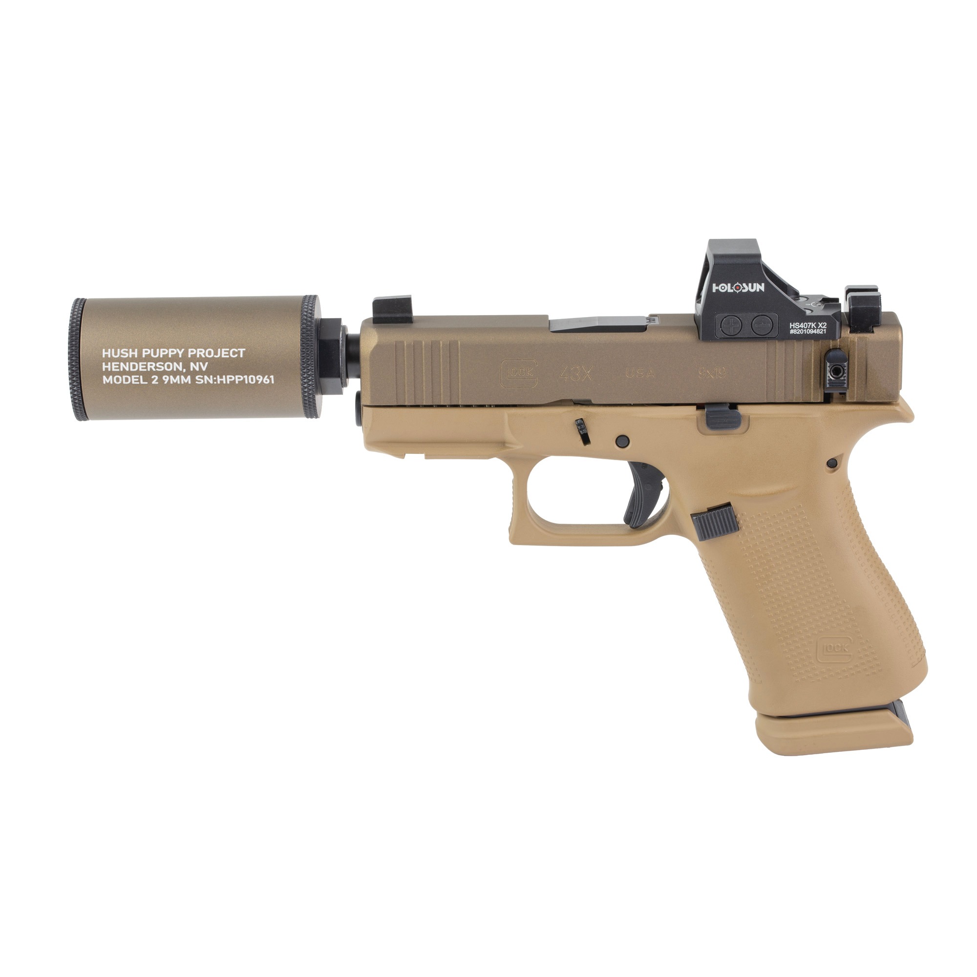 Glock 43X w- Holosun 407K, 9mm, 3.92" Threaded Barrel, 15 RDs, Flat Dark...-img-0