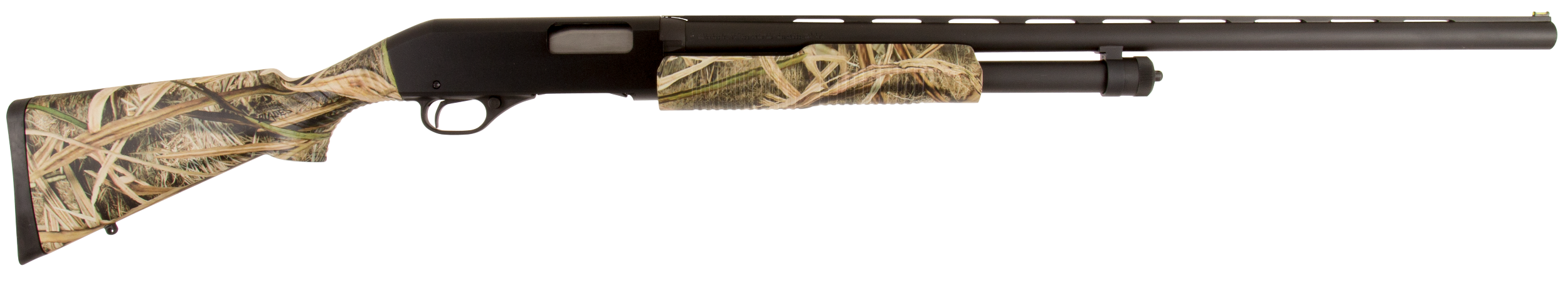 Stevens 22562 320 Field 12 Gauge Pump 3" 5+1 28" Matte Black Vent Rib Barrel, Matte Black Aluminum Drilled & Tapped Receiver, Fixed Mossy Oak Shadow Grass Blades Synthetic Stock, Ambidextrous