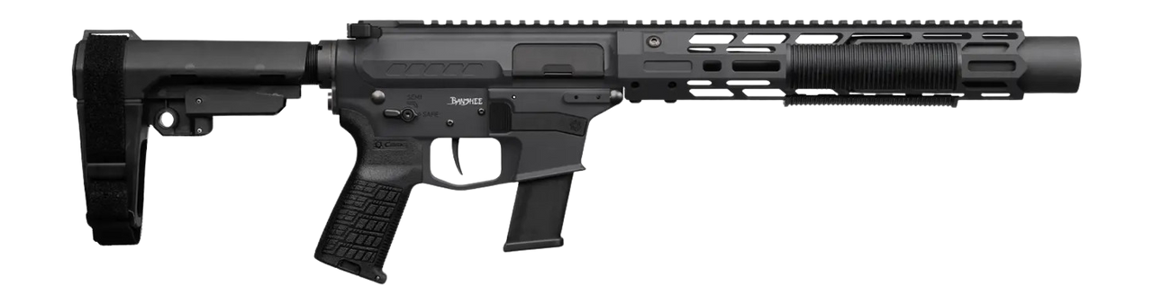 CMMG 45AEA70-AB Zeroed Banshee MkG 45 ACP 13+1 6.50" Black Nitride Threaded Barrel, Black Armor Cerakote Aluminum Receiver w/Picatinny Rail, M-LOK Handguard, Black Polymer CMMG RipBrace, CMMG Zeroed G