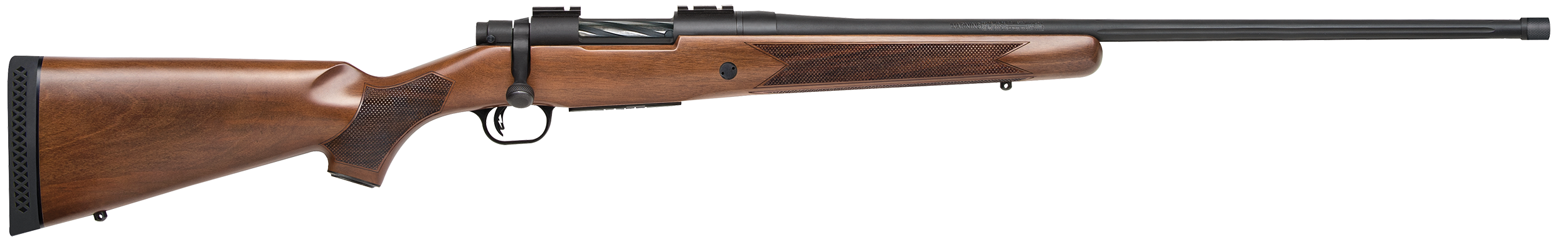 Mossberg 28236 Patriot Full Size 6.5 PRC 4+1 24" Matte Blued Fluted Threaded Barrel, Drilled & Tapped Matte Blued Stainless Steel Receiver, Walnut Fixed Stock