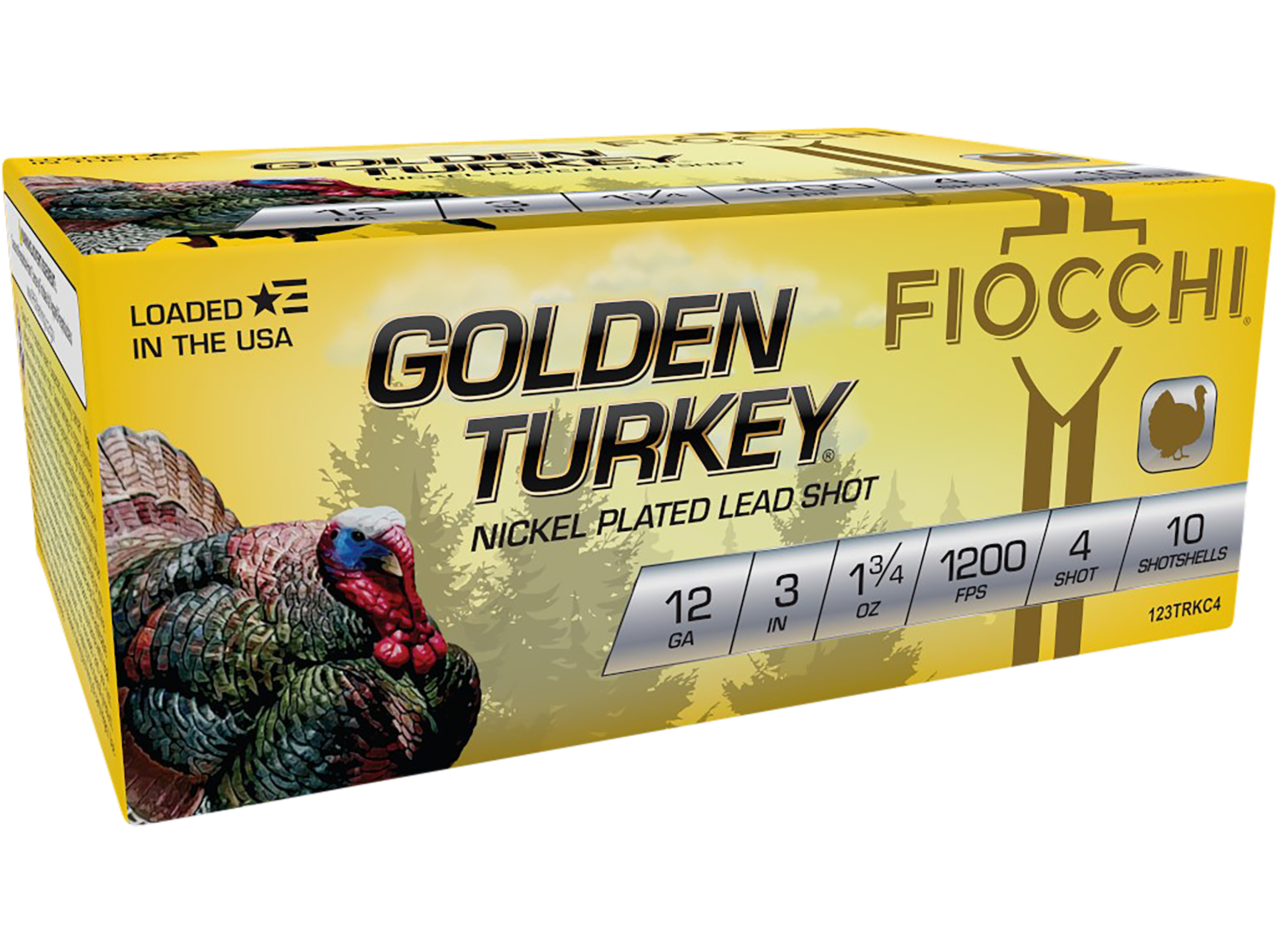 Fiocchi 123TRKC4 Golden Turkey 12Gauge 3" 1 3/4oz 4Shot 10 Per Box/10 Case