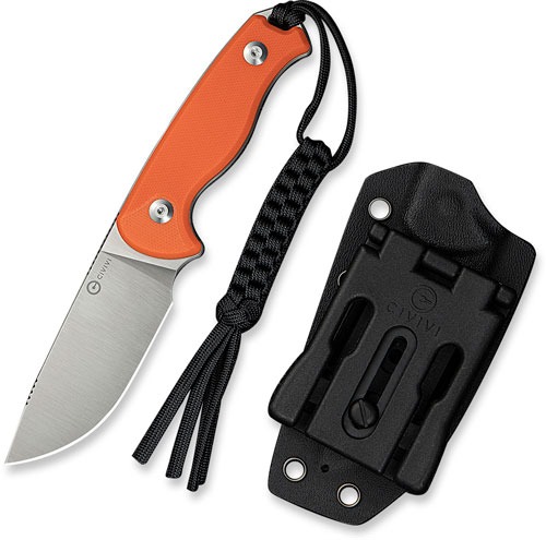 CIVIVI KNIFE TIMBERBARK 3.2" FIXED ORANGE/SATIN G10 STNWSH!