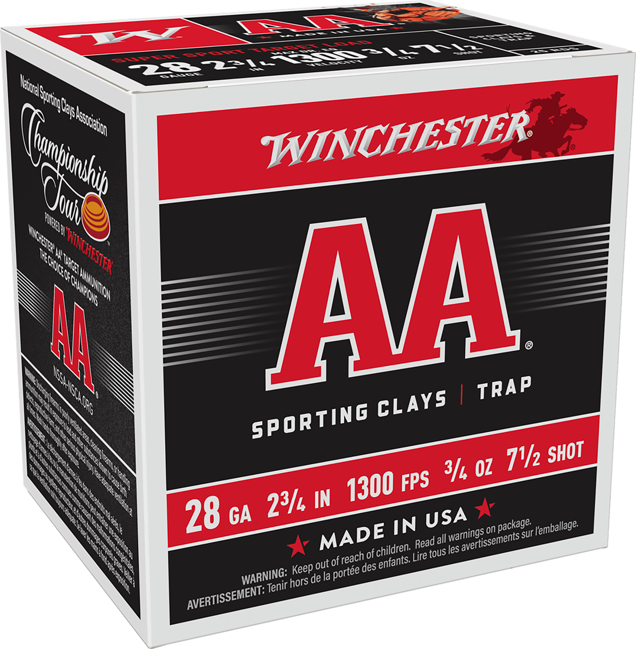 Winchester Ammo AASC287 AA Super Sport Sporting Clay 28Gauge 2.75" 3/4oz 7.5Shot 25 Per Box/10 Case