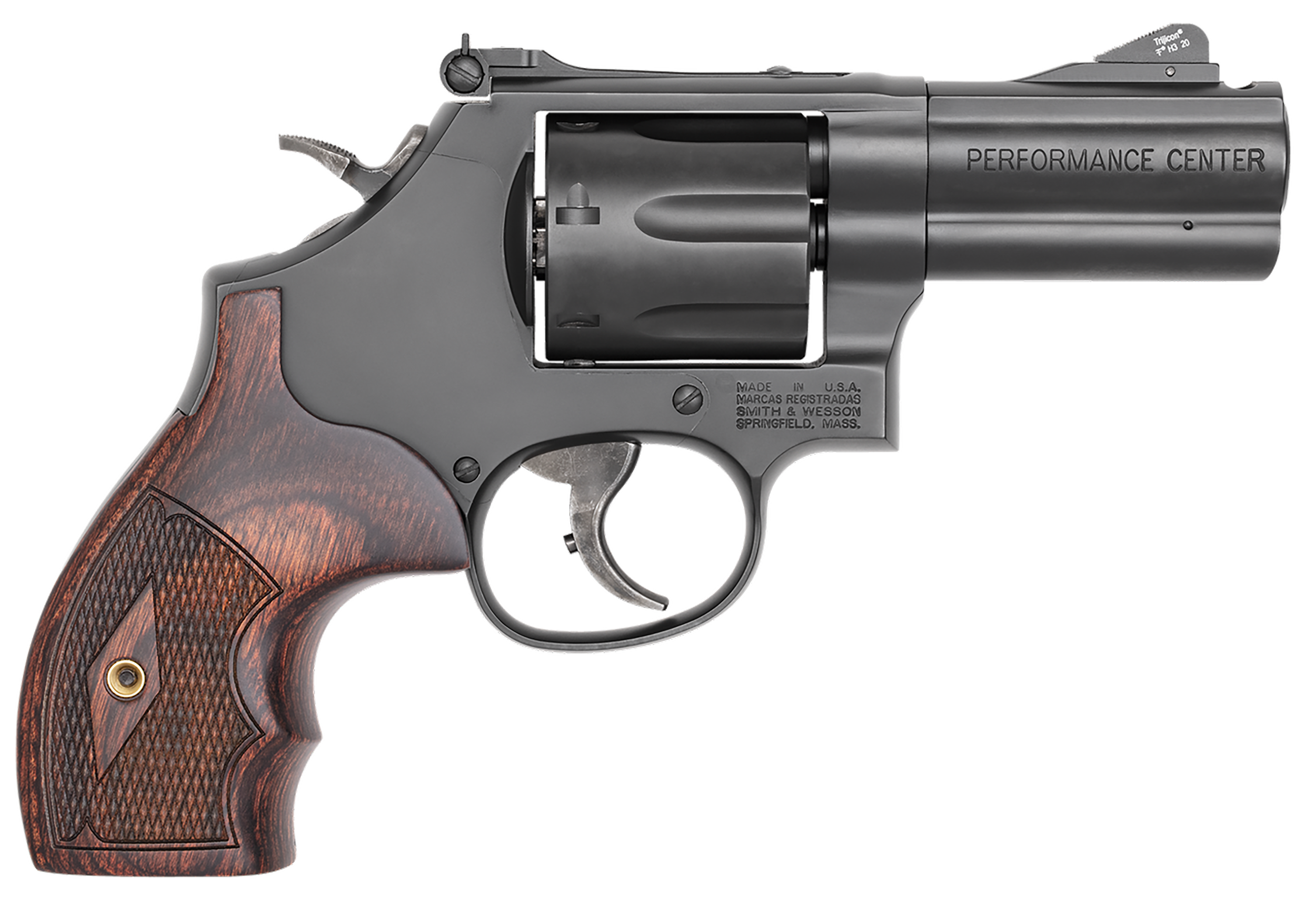Smith & Wesson 170170 Model 586 Performance Center L-Comp 357 Mag Blued Carbon Steel 3" Ported Full Lug Barrel, 7rd Cylinder & L-Frame, Checkered Altamont Rosewood Grip, Titanium Front Night Sight