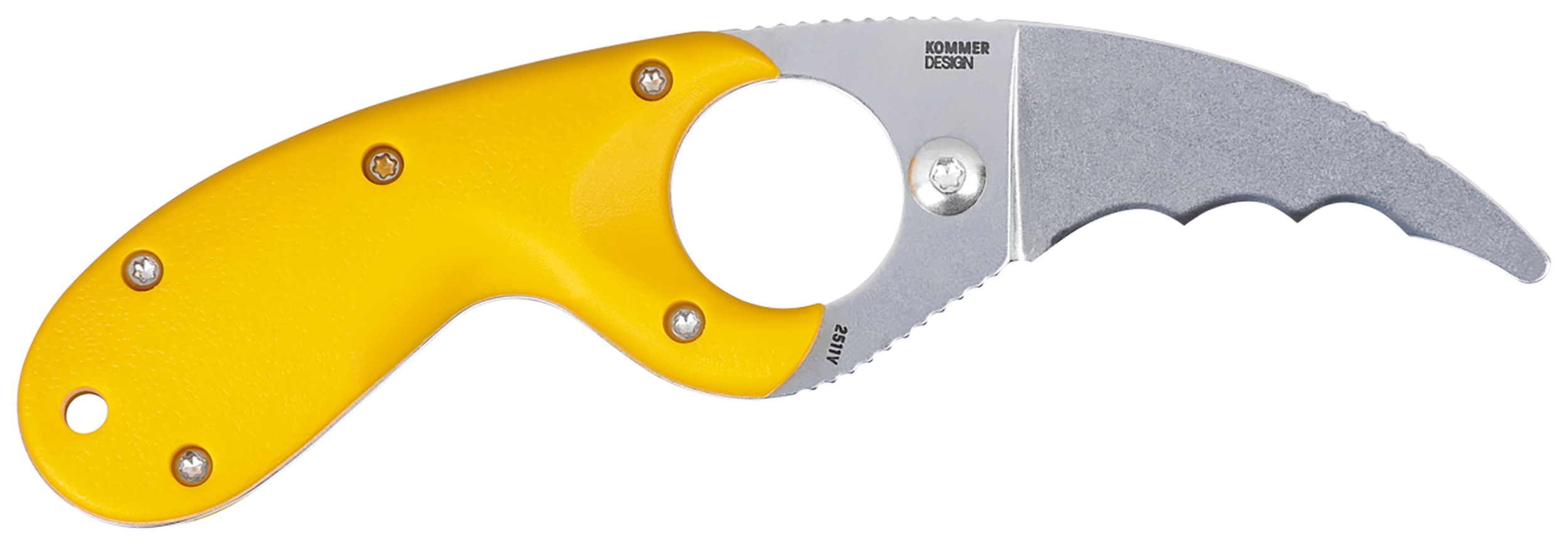 CRKT 2511Y Bear Claw  2.39" Fixed Hawkbill Serrated Powder Coated AUS8A SS Blade, Yellow Textured GRN Handle