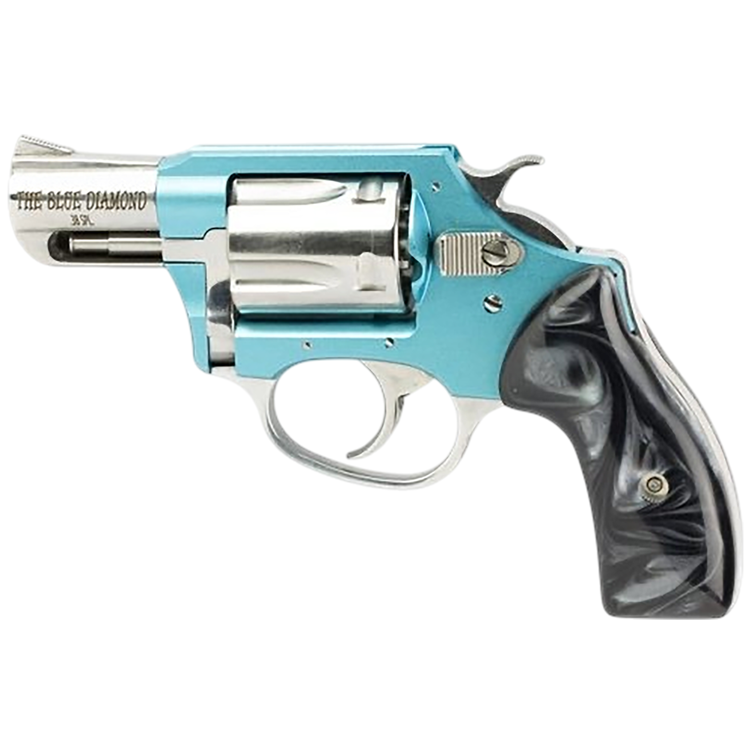 Charter Arms 53879 Undercover Lite Blue Diamond 38 Special 5rd 2" Hi-Polished Stainless Barrel/Cylinder, Aluminum Frame w/Blue Diamond Finish, Finger Grooved Black Rubber Grip