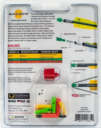 TENPOINT LIGHTED XBOW NOCK ALPHA-BRITE .297" GREEN 3PK !!