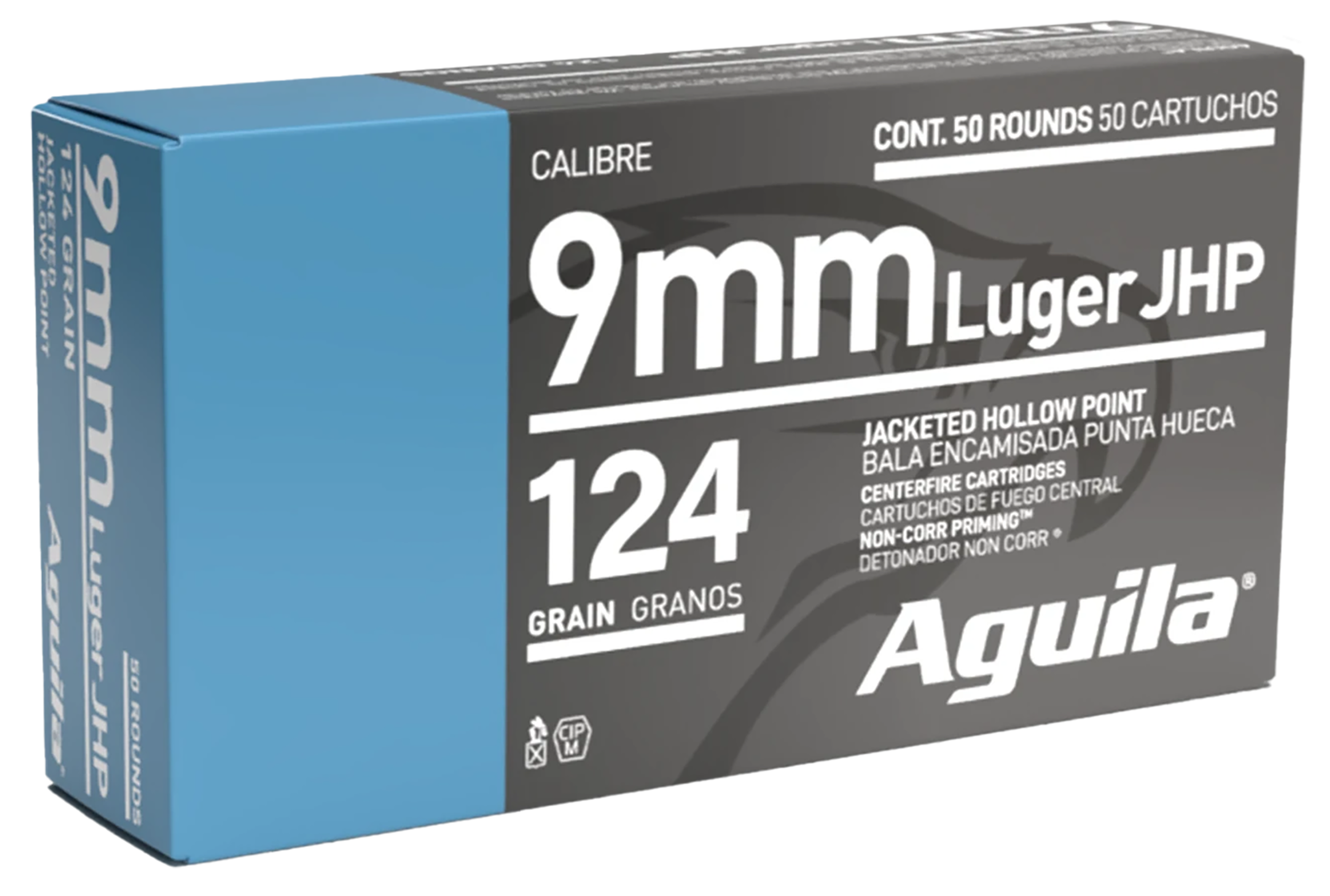 Aguila 1E092125   9mm Luger 124gr Jacketed Hollow Point 50 Per Box/10 Case