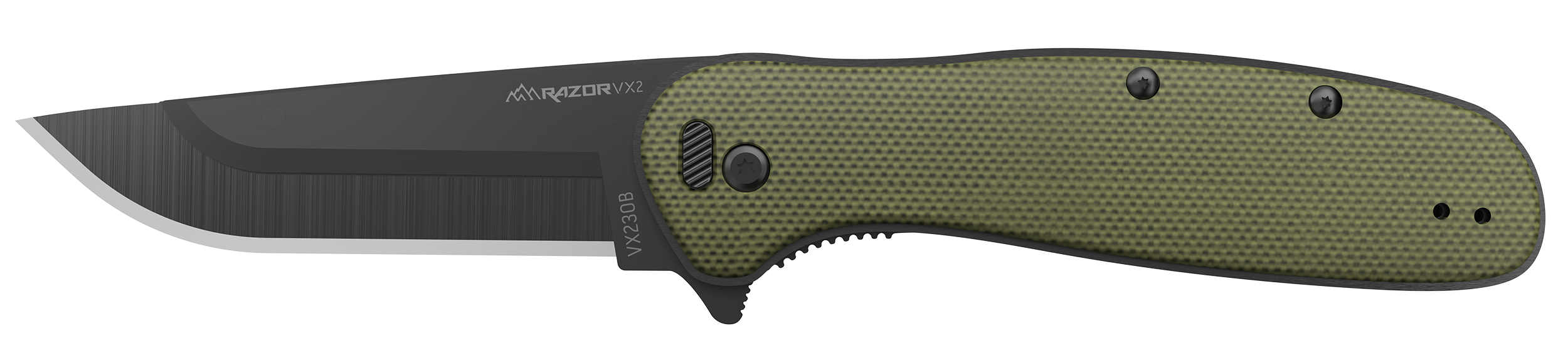 Outdoor Edge VX230CC Razor VX2 3" Folding Plain 420J2 SS Blade Green