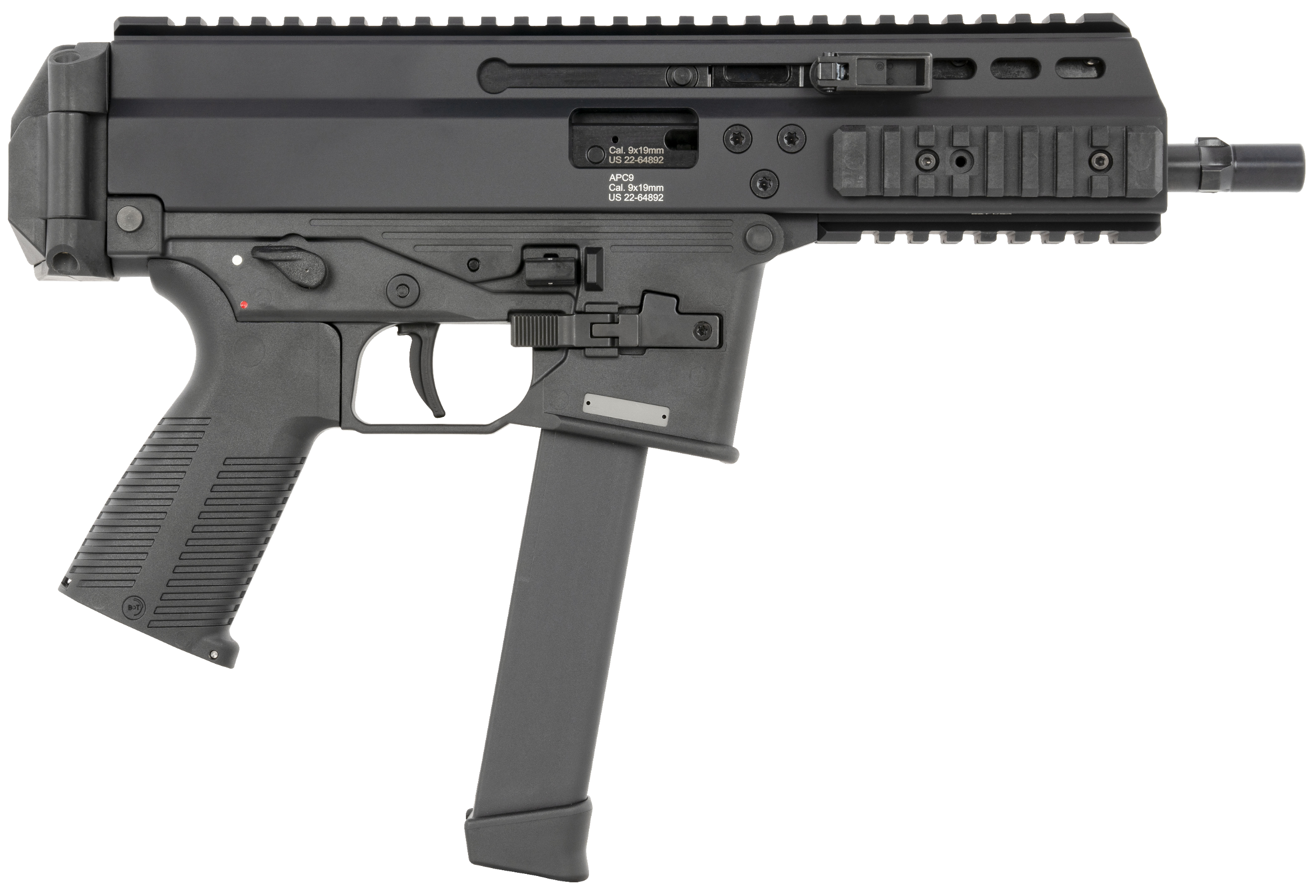 B&T Firearms 36039G APC Pro 9mm Luger 33+1 6.80" Black Steel Barrel, M-LOK Handguards, Black Hard Coat Anodized Aluminum Picatinny Rail Receiver, Black Polymer Grips, Ambidextrous