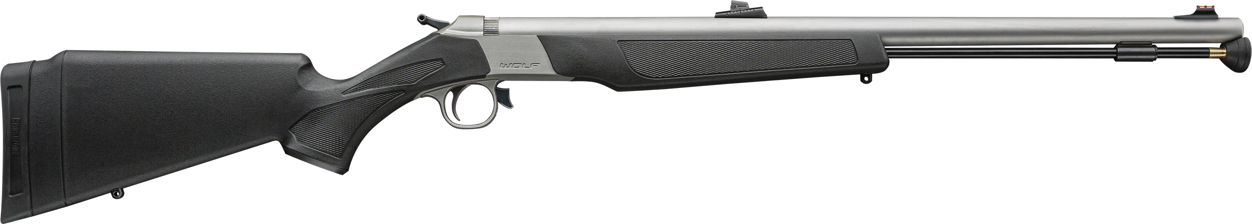 CVA PR2117SVP Wolf V2 50 Cal 209 Primer 24" Matte Stainless Steel Barrel, Drilled & Tapped Stainless Steel Receiver, Fixed Black Synthetic Stock, Williams Fiber Optic Sights