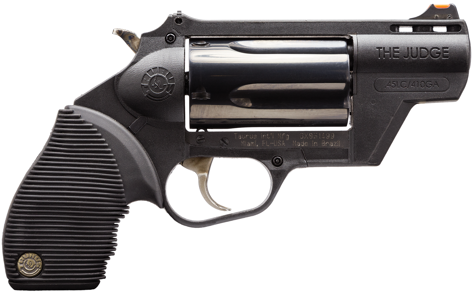 Taurus 2441021PFS Judge Public Defender 45 Colt (LC) Caliber or 2.50" 410 Gauge 5 Shot 2" Black Finish Barrel, Matte Black Oxide Finish Cylinder, Black Finish Polymer Frame & Black Rubber Grip