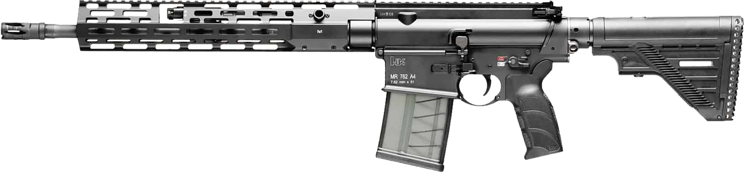 HK 81000829 MR762 A4 7.62x51mm 20+1 16.50" Black Threaded Barrel, Black Picatinny Rail, M-LOK Handguard, 6 Position Black Synthetic Stock, Black Finger Grooved Grip, Ambidextrous