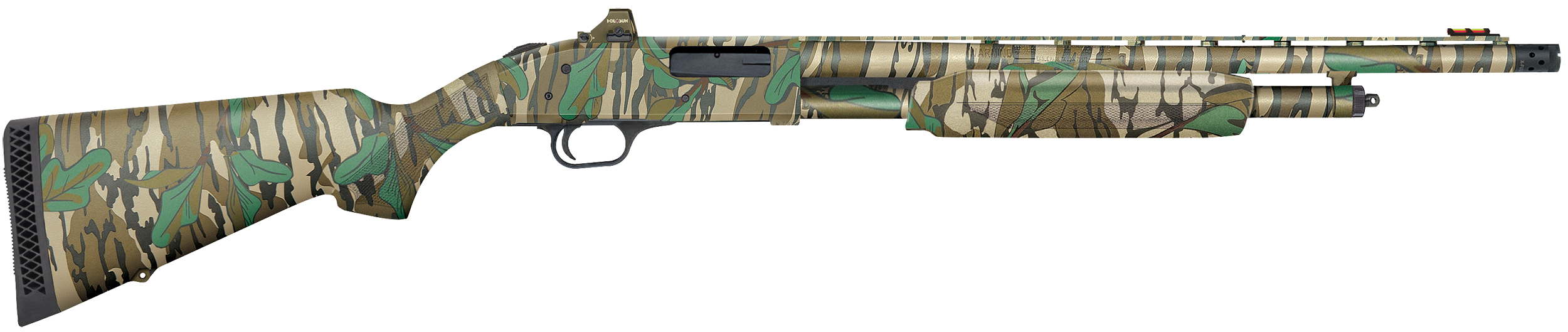 Mossberg 54342 500 Turkey 20 Gauge 5+1 3" 20", Mossy Oak Greenleaf, Optic Cut Rec, Synthetic Furniture, Fiber Optic Front Sight, X-Factor Ported Choke, Includes Holosun Red Dot