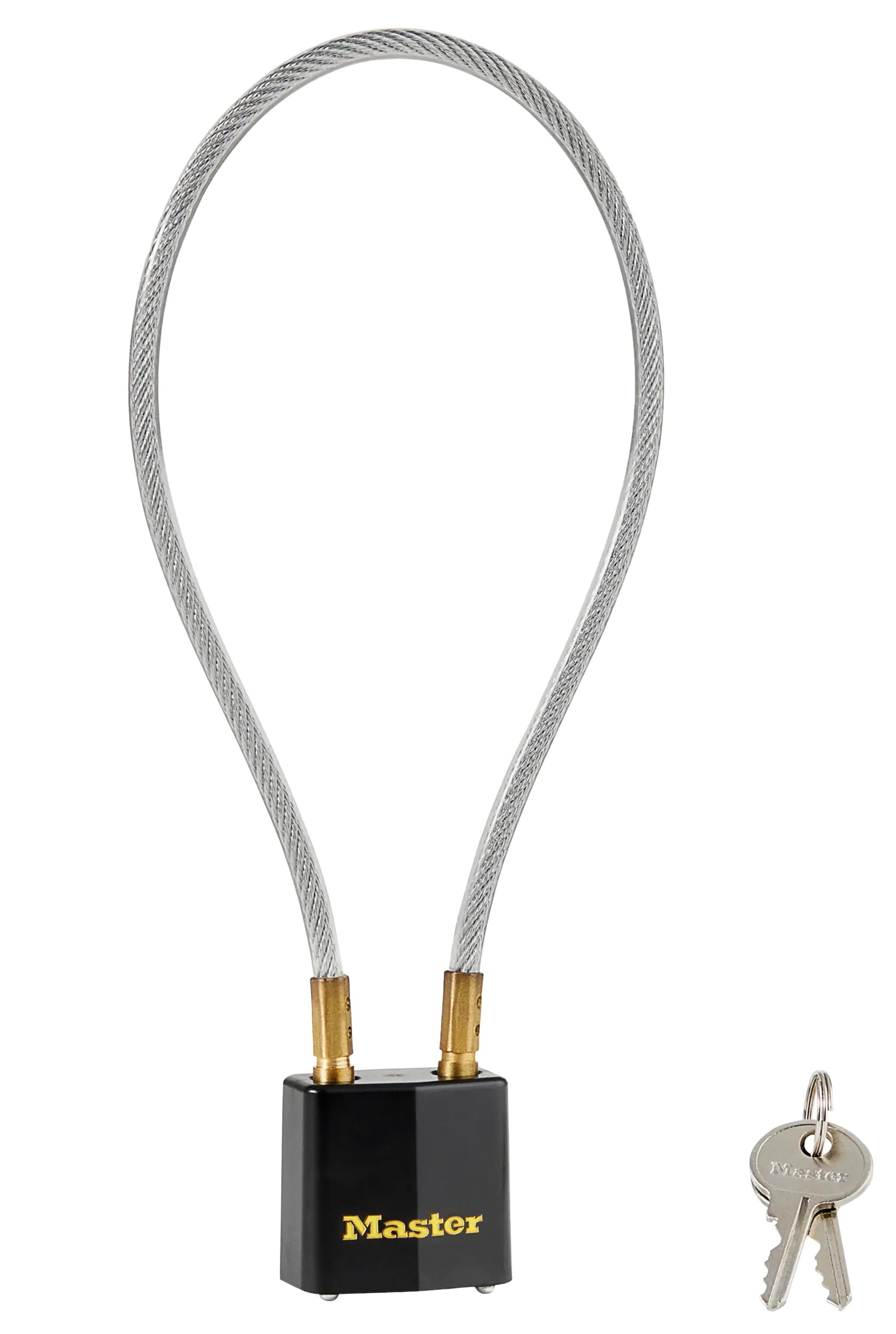 Master Lock 99DSPT Cable Lock  Open With Key Black & Gold Steel 14"