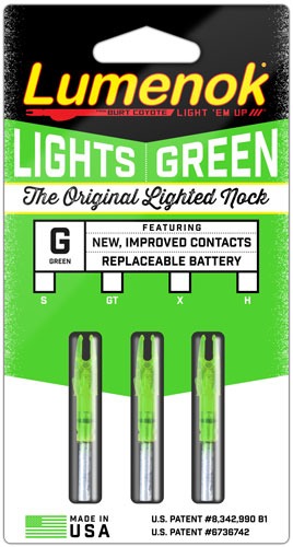 LUMENOK LIGHTED NOCK SIGNATURE SERIES GREEN 3PK