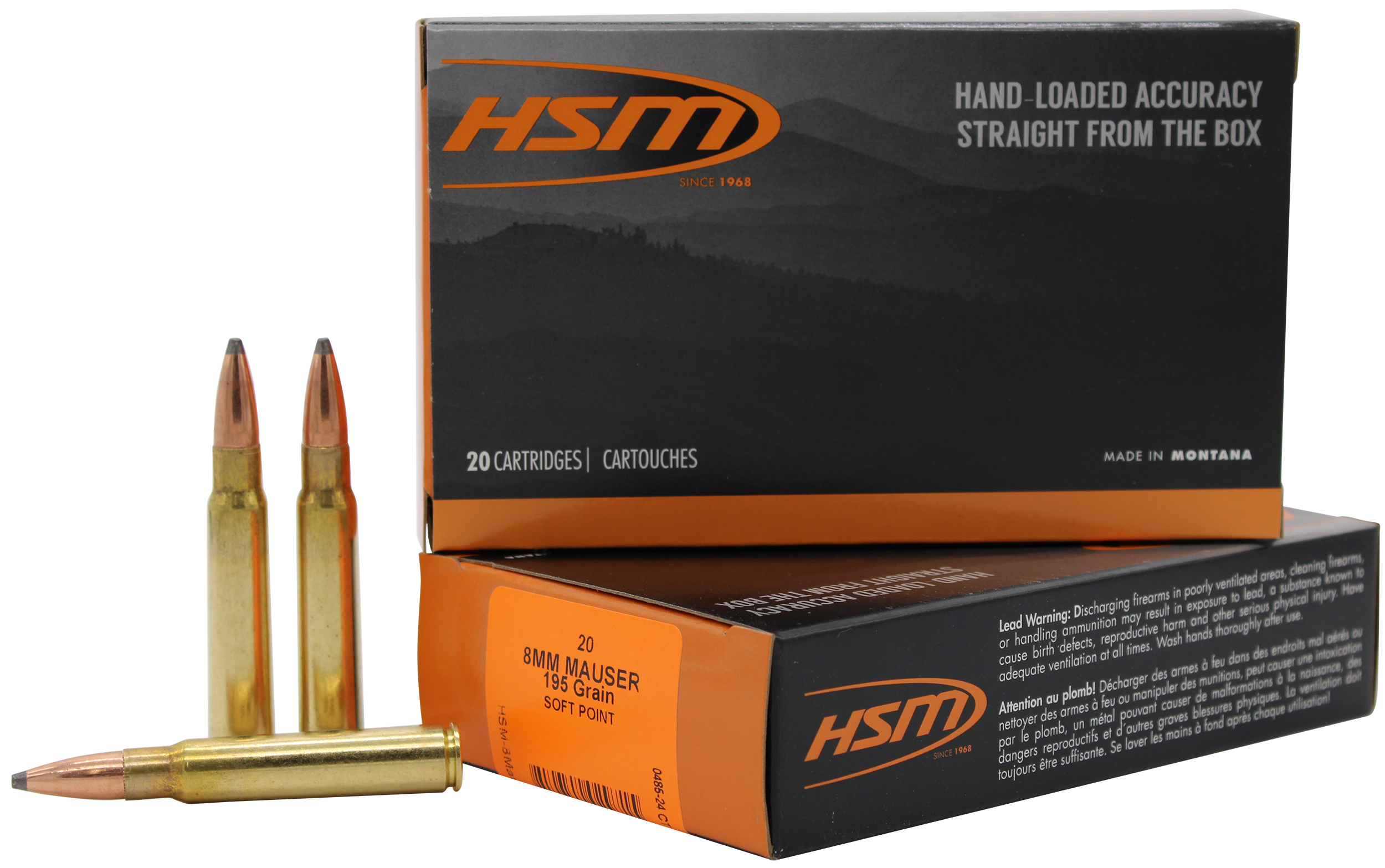 HSM 8MAUSER5N   8mmMauser 195gr Soft Point 20 Per Box/20 Case