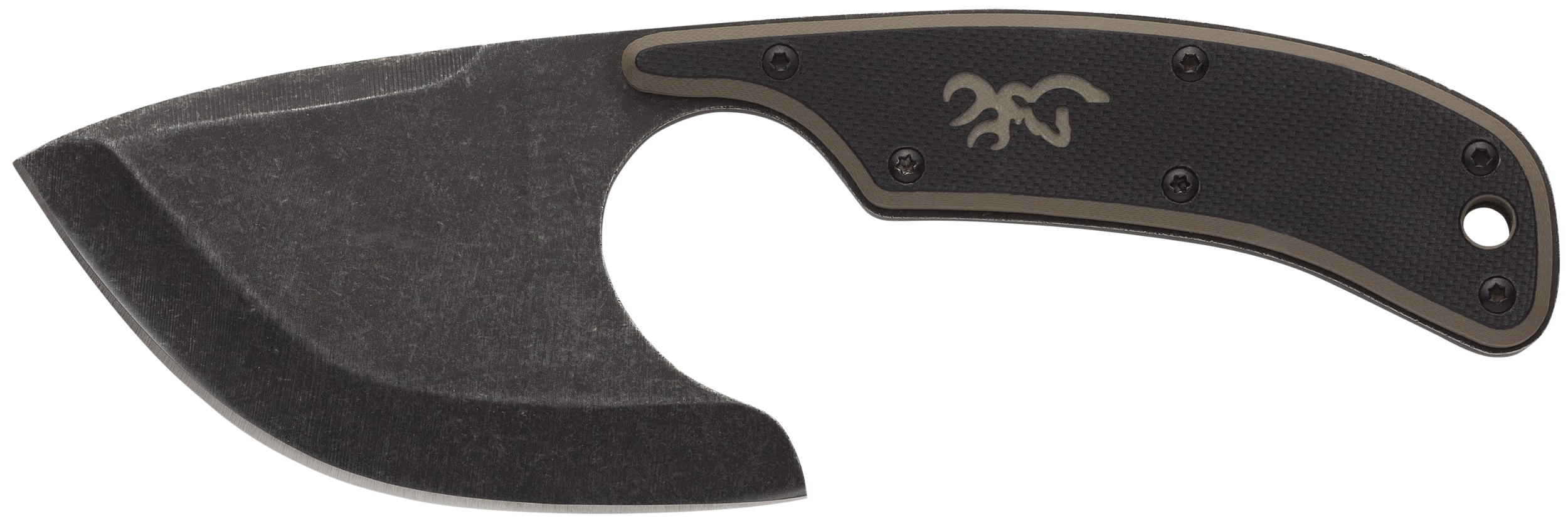 Browning 3220323 Cutoff 2.50" Fixed Skinner Plain Black Black Oxide Stonewashed 9Cr14MoV SS Blade, Black/Tan G10 Handle